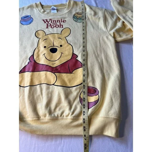 Disney Winnie The Pooh Sweatshirt SZ LG Yellow Crew Neck Pullover Cozy - Picture 4 of 6